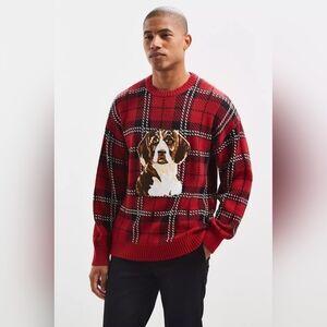 TWIK MENS SWEATER RED/ BLACK AND WHITE IN EUC